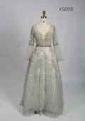 Ivory Modern A-Line Mother of the Bride Dress with Sheer Sleeves KS008
