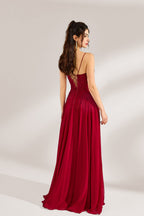 Custom Romantic Spaghetti Strap Lace Chiffon Gown 32947