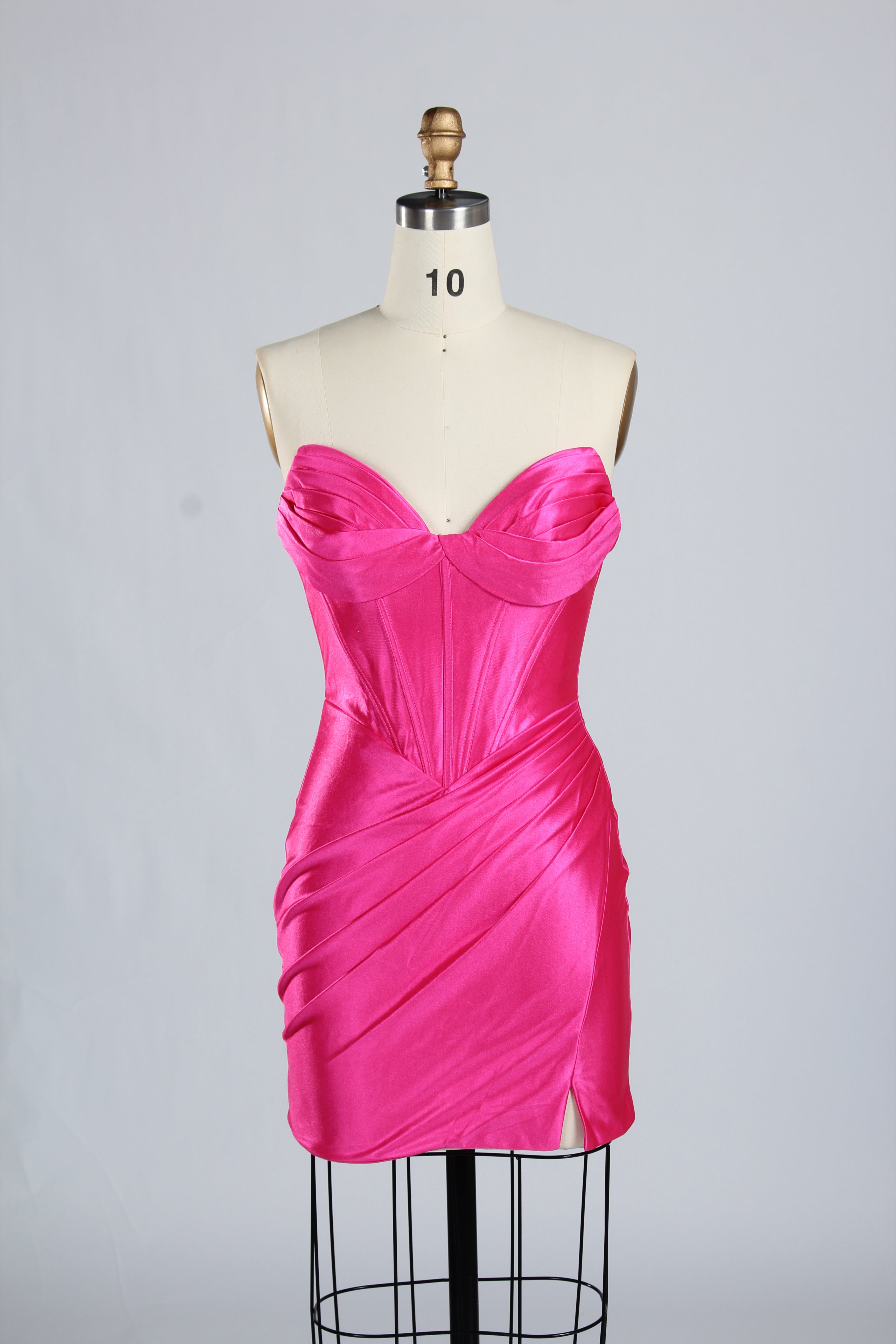 Wholesale Sage Green Satin Strapless Ruched Homecoming Dress d-138s
