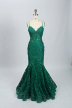 Wholesale V-Neck Lace Mermaid  Evening Gown 32551 green 