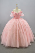 Wholesale Off-Shoulder Quinceañera Dress 3D Butterfly Appliqués Puff Sleeve Ball Gown KM2236