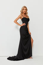 Graceful Whispers Trailblazing Ribbon Tie Prom Gown VL001