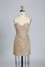 Wholesale Teal Glitter Spaghetti-Strap Ruched Homecoming Dress d-099s