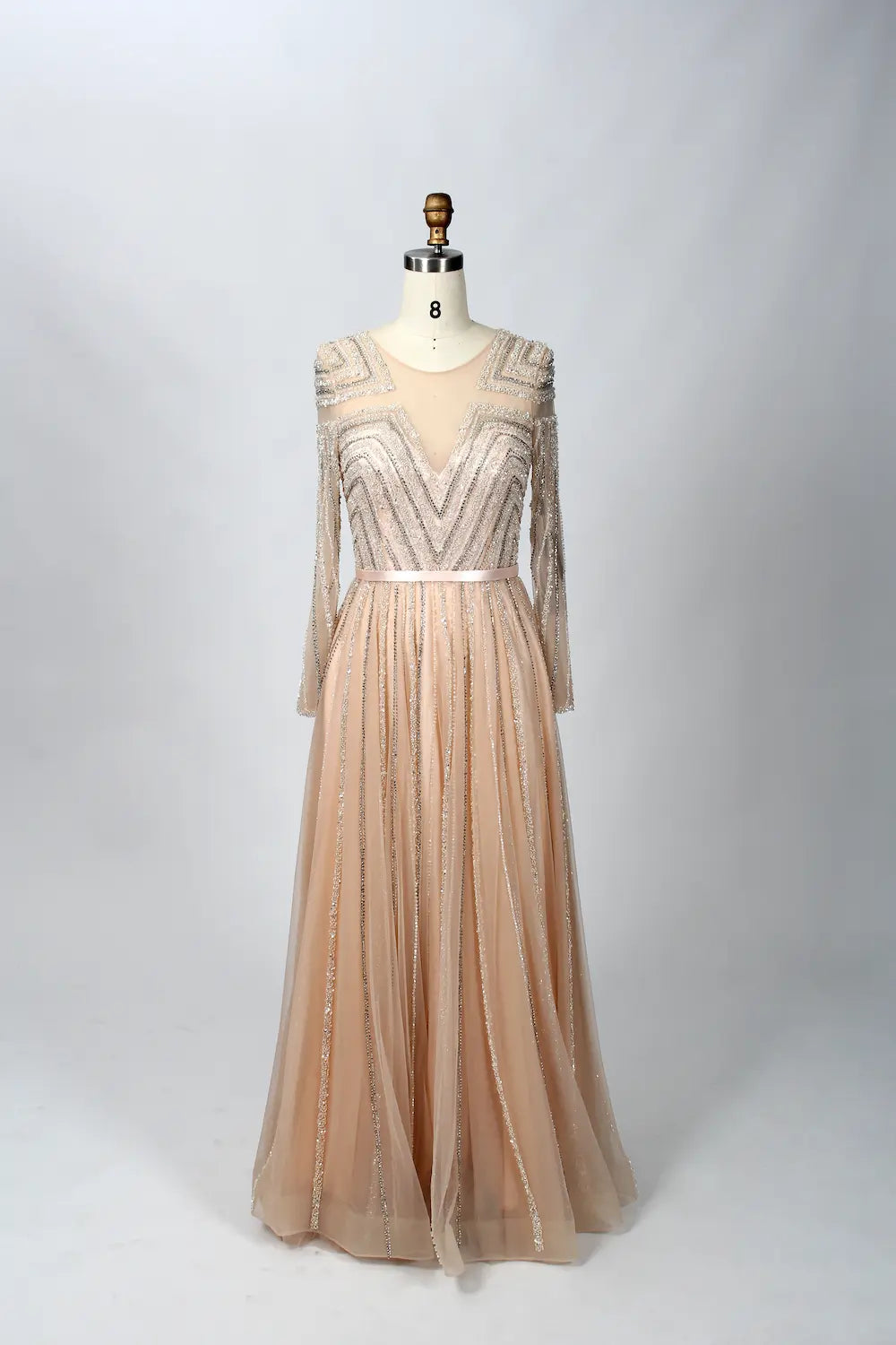 Champagne Pleated A-Line Mother of the Bride Dress with Sleeves MK085