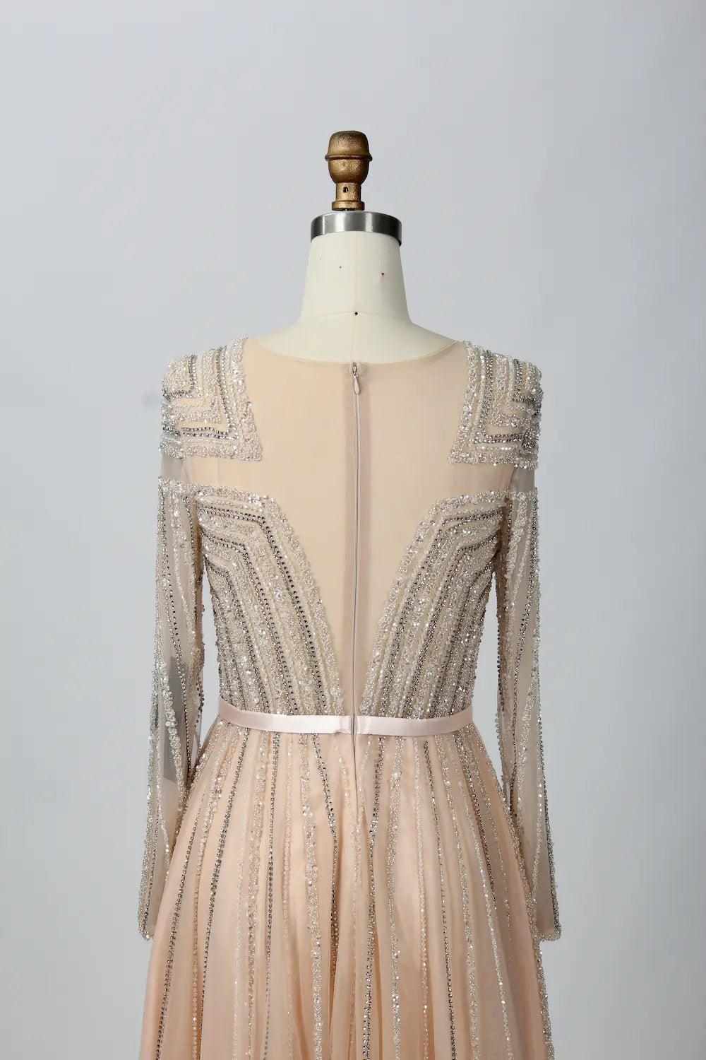 Champagne Pleated A-Line Mother of the Bride Dress with Sleeves MK085