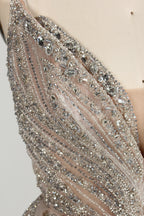 Wholesale Champagne Beaded Tulle Overlay Prom Gown MC136