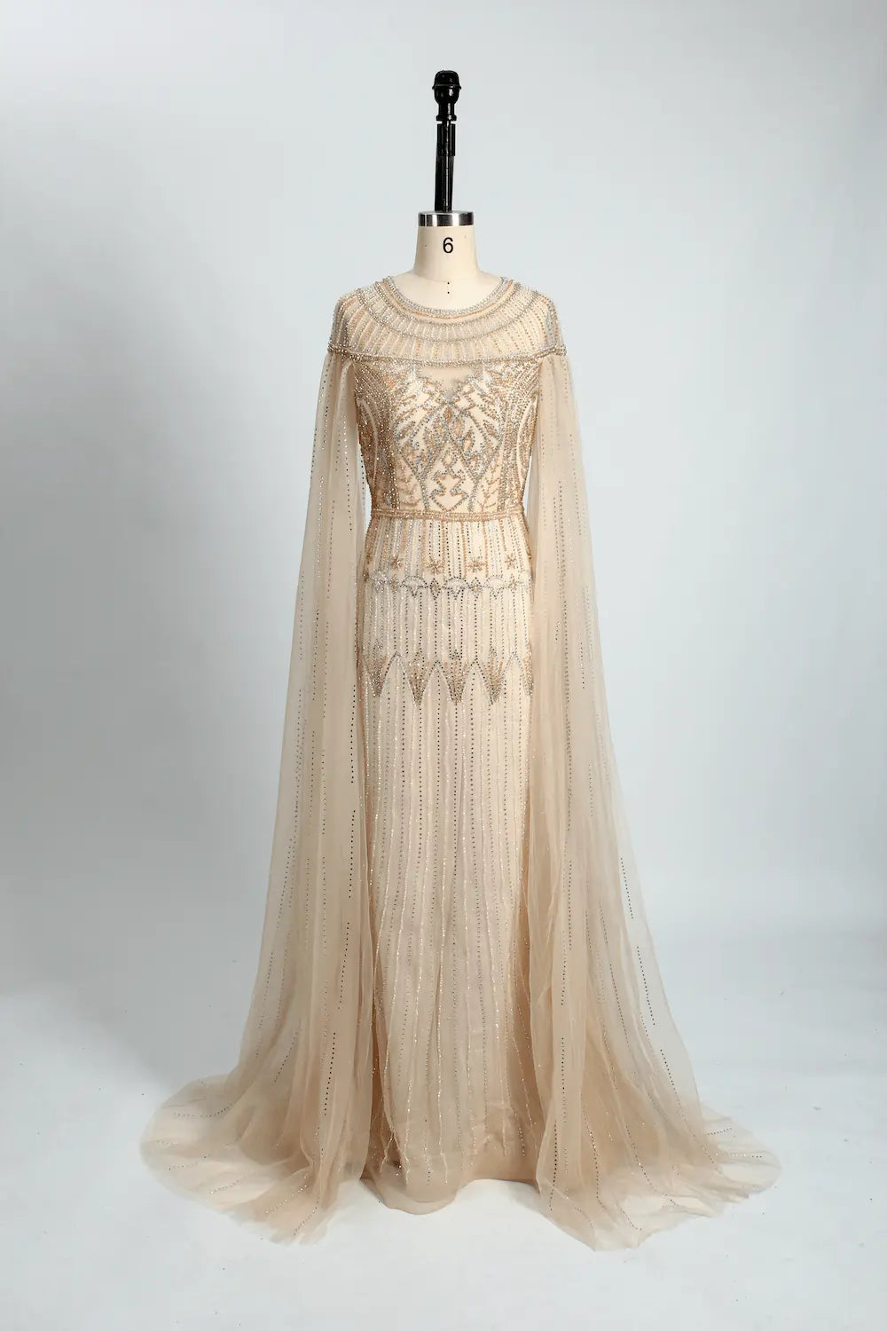 Dusty Blue Timeless A-Line Mother of the Bride Dress with Long Sleeves MC077