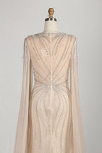 Wholesale Champagne Beaded Capelet Prom Gown MC138
