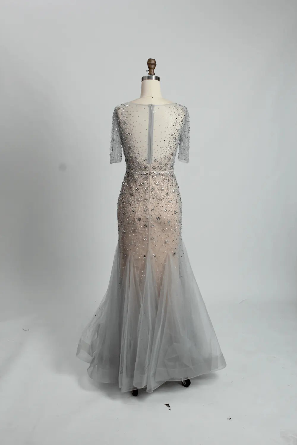 Embellished A-Line Mother of the Bride Dress with Short Sleeves MC066