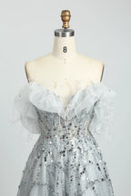Off the Shoulder Sequined A-Line Evening Dress MC101