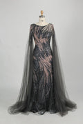 Cap Sleeves Beaded Sequin Mesh & Tulle Mermaid Mother Of The Bride Dresses MK157