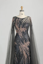 Cap Sleeves Beaded Sequin Mesh & Tulle Mermaid Mother Of The Bride Dresses MK157