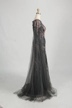 Cap Sleeves Beaded Sequin Mesh & Tulle Mermaid Mother Of The Bride Dresses MK157