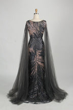 Cap Sleeves Beaded Sequin Mesh & Tulle Mermaid Mother Of The Bride Dresses MK157