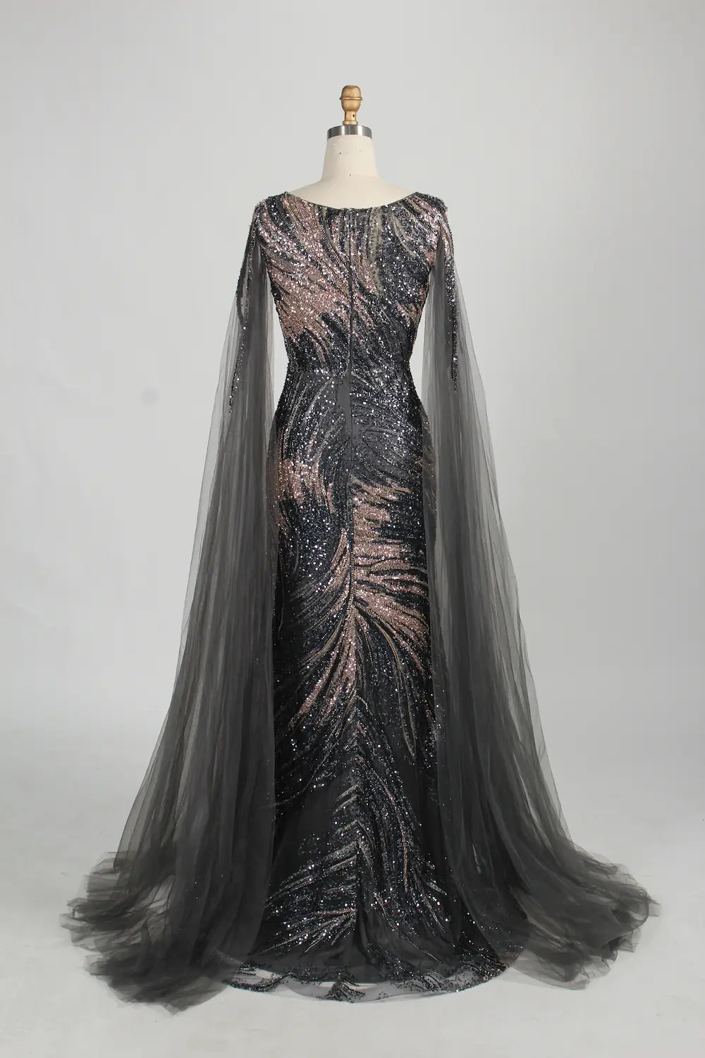 Cap Sleeves Beaded Sequin Mesh & Tulle Mermaid Mother Of The Bride Dresses MK157