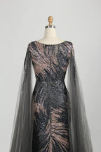 Cap Sleeves Beaded Sequin Mesh & Tulle Mermaid Mother Of The Bride Dresses MK157