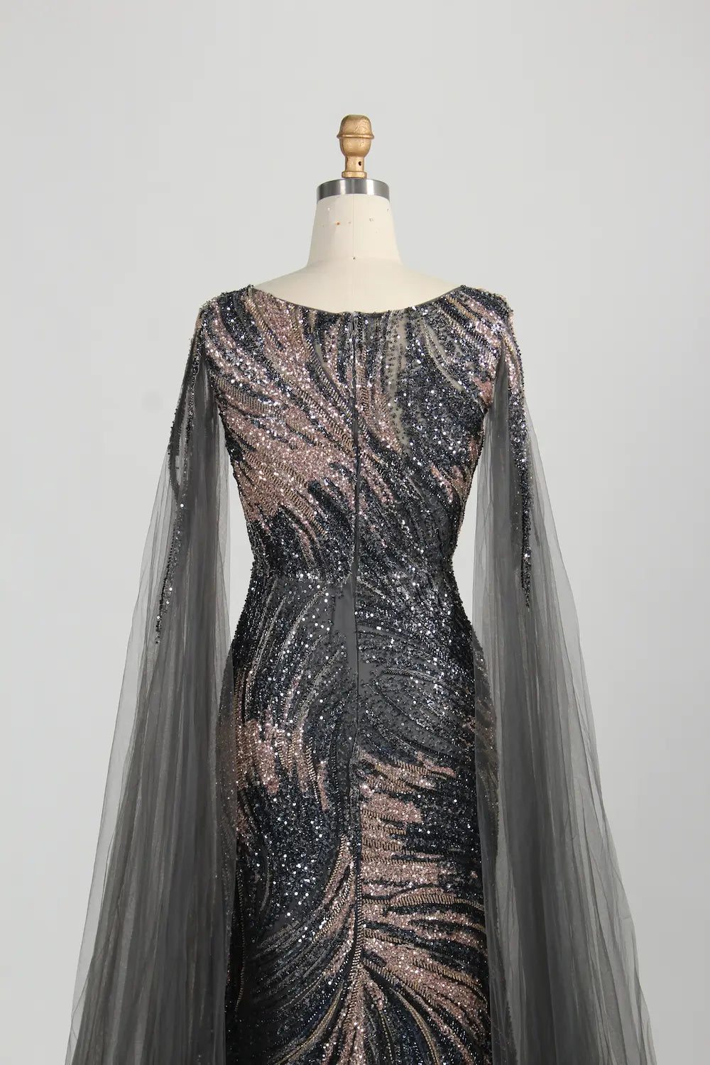 Cap Sleeves Beaded Sequin Mesh & Tulle Mermaid Mother Of The Bride Dresses MK157