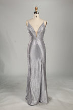 Wholesale Champagne Beaded Plunge Mermaid Prom Dress 33233