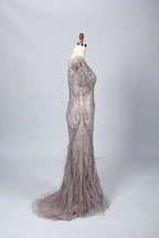 Mauve Refined Mermaid Mother of the Bride Dress with Cap Sleeves MC060