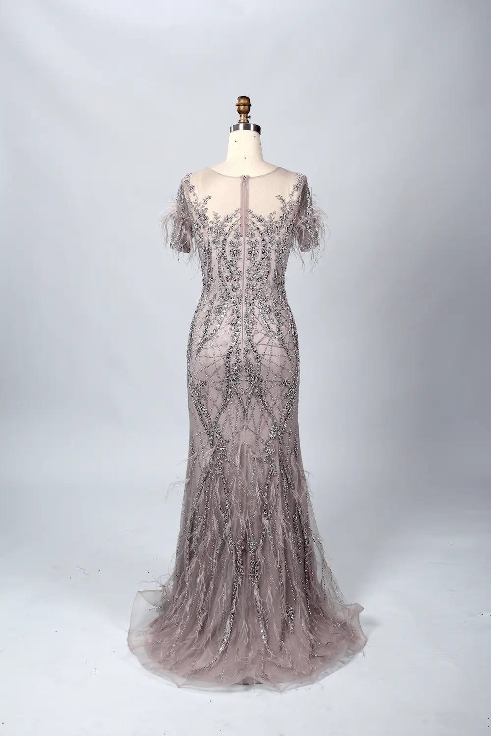 Mauve Refined Mermaid Mother of the Bride Dress with Cap Sleeves MC060