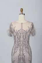 Mauve Refined Mermaid Mother of the Bride Dress with Cap Sleeves MC060