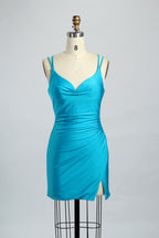 Wholesale Satin Spaghetti Strap Bodycon Cocktail Dress 32663S