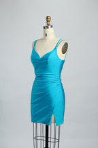 Wholesale Satin Spaghetti Strap Bodycon Cocktail Dress 32663S