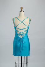 Wholesale Satin Spaghetti Strap Bodycon Cocktail Dress 32663S