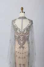 Embroidered A-Line Mother of the Bride Dress with Long Sleeves MC059