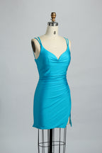 Wholesale Satin Spaghetti Strap Bodycon Cocktail Dress 32663S