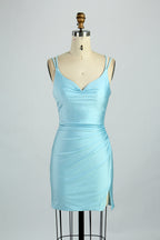 Wholesale Satin Spaghetti Strap Bodycon Cocktail Dress 32663S