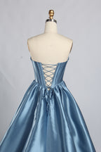 Wholesale Dusty Blue Pearls Mikado Ball Gown Prom Dress 33386