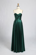 Wholesale Dark Green Satin Strapless Corset Prom Dress 33434