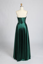 Wholesale Dark Green Satin Strapless Corset Prom Dress 33434