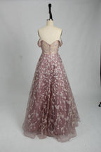 Off the Shoulder Sequin A-Line Evening Dress KS023
