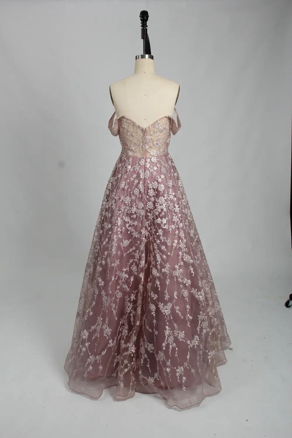Off the Shoulder Sequin A-Line Evening Dress KS023