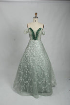 Off the Shoulder Sequin A-Line Evening Dress KS023
