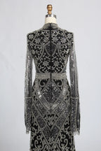 Black High Neck Beaded Long Sleeve Mother of the Bride Dress KY062