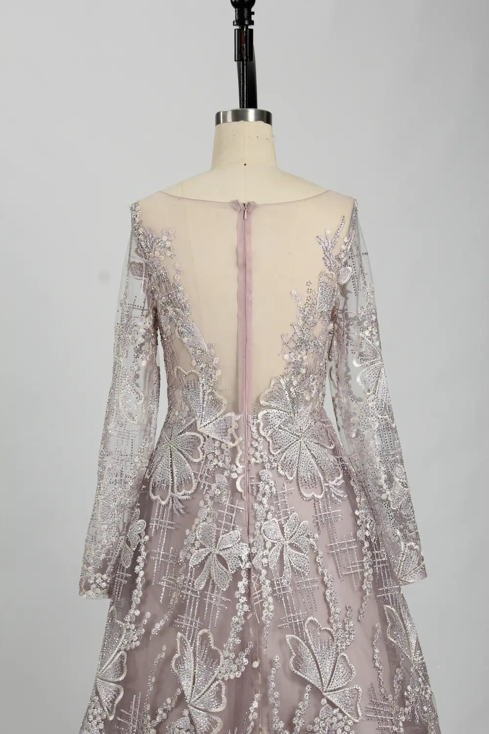 Sequin Floral A-Line Mother of the Bride Dress with Long Sleeves KS028