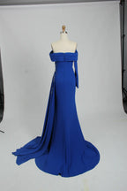 Off the Shoulder Beaded Satin Fit and Flare Mother of the Bride Dress KS032