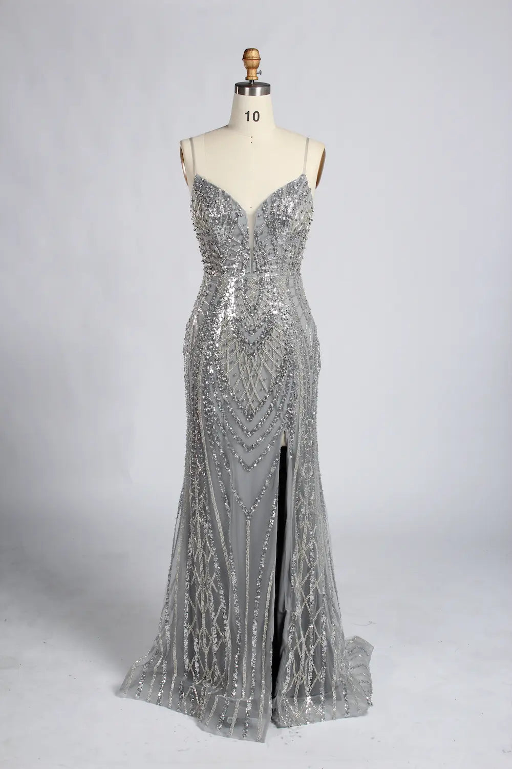 Champagne Nude Beaded V-Neck MOB Dress with High Collar Cape Sleeves KY057