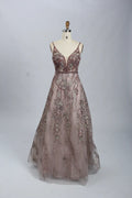 Dusty Rose Beaded A-Line Evening Dress MK069
