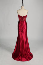 Wholesale Red Crystal - Embellished Strapless Evening Gown 33118