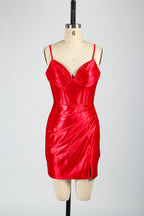 Wholesale Elegant Spaghetti - Straps Satin Short Prom Dresss 32790S
