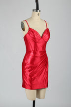 Wholesale Elegant Spaghetti - Straps Satin Short Prom Dresss 32790S