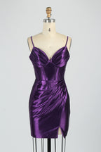 Wholesale Elegant Spaghetti - Straps Satin Short Prom Dresss 32790S