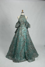 Sage Green Beaded Off the Shoulder A-Line Mother of the Bride Dress MK109