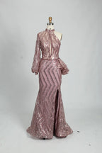 Blush Pink One Shoulder Beaded Mother of the Bride Dress MK111