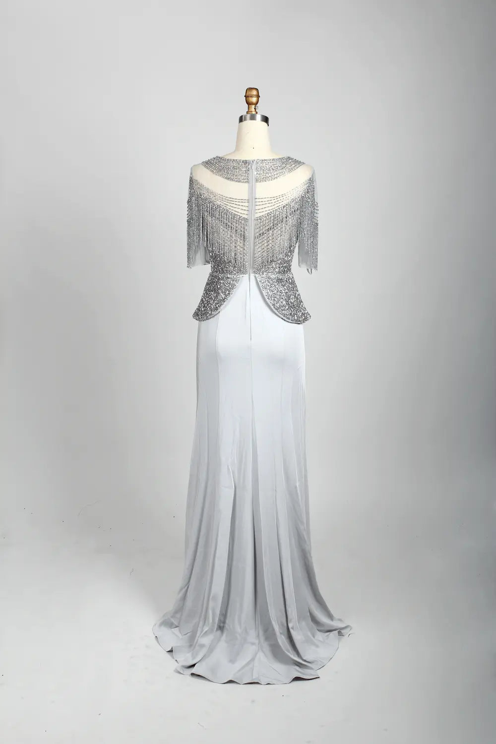 Ivory Embellished A-Line Mother of the Bride Dress with Short Sleeves MC079