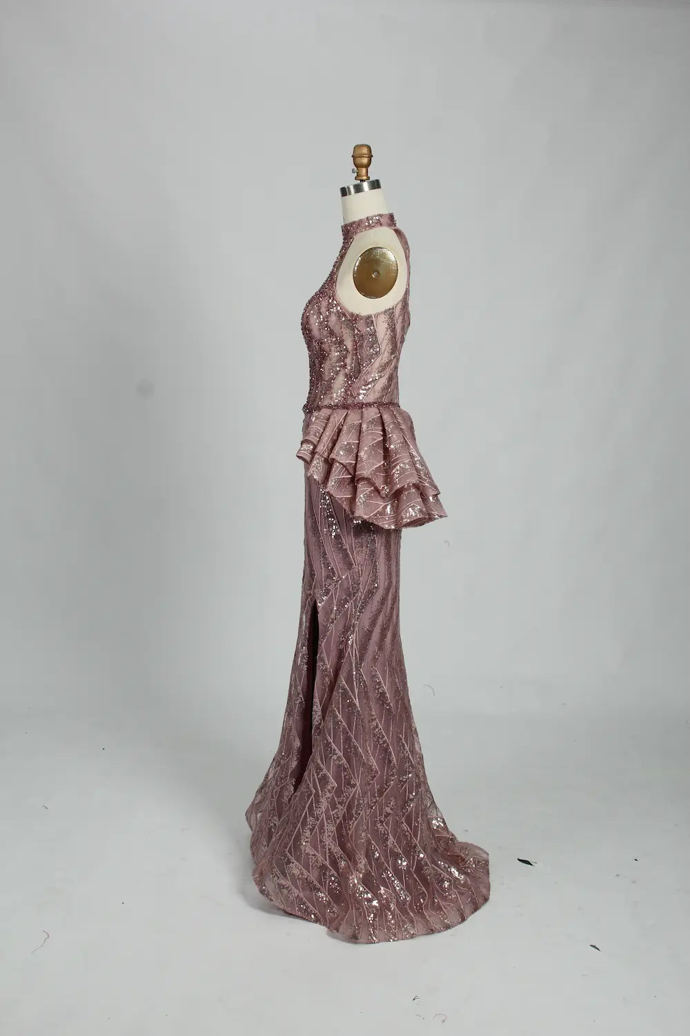 Blush Pink One Shoulder Beaded Mother of the Bride Dress MK111